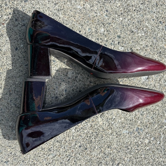 Rockport patent leather cherry red ombré pointy toe square heel pumps 9.5 Wide - Picture 4 of 5